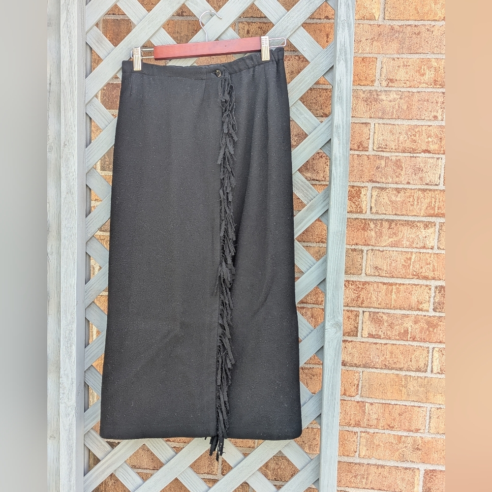 Shin Choi Wool Fringe Maxi Wrap Skirt